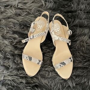 Vince Camuto snakeskin strappy heels